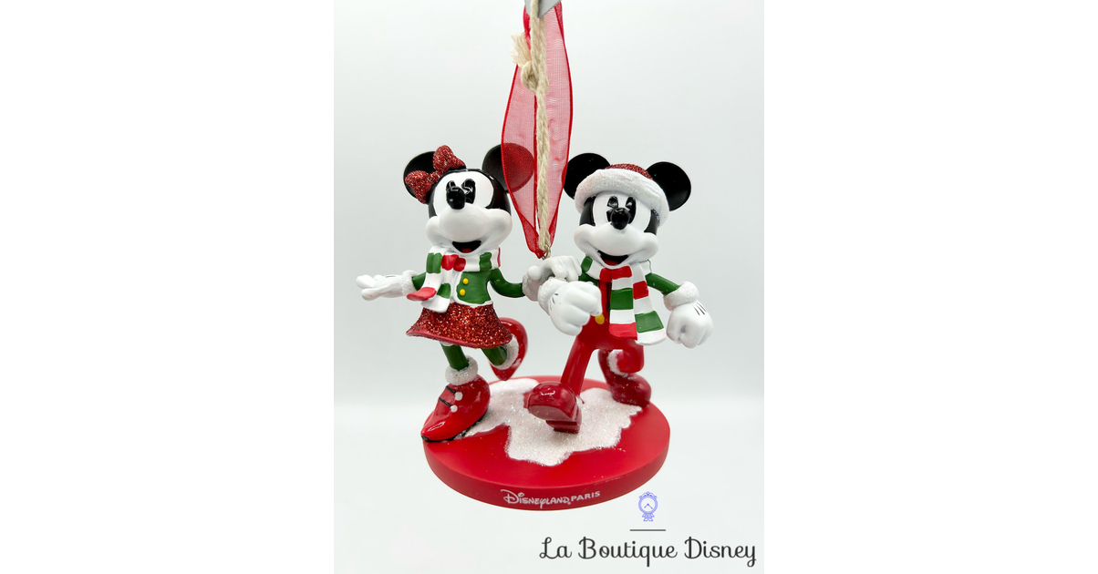 Ornement Noël Mickey Minnie rétro vintage Disneyland Paris Disney boule